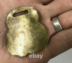 Antique U. S. S VERMONT Ship Bag Check Tag Civil War Brass 1800s Navy Naval Army