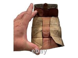 Antique Vintage 1860s Civil War Era Leather Trifold Wallet Muslin Lined