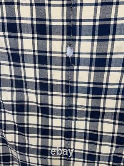 Antique blanket wool center seam 68 x 72 blue plaid Civil War Era original