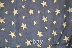 Antique bunting stars blue /white cotton fabric 33 x 184 civil War Era 1800s