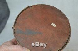 Antique canteen early cheese box drum red paint pre Civil War 18th 19th c real