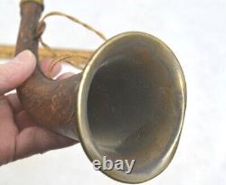 Antique ear hearing horn Civil War Era leather/ brass medicine science original