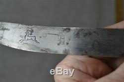 Antique knife hand carved folk art wood beaver lodge hunter Civil War Era 1800