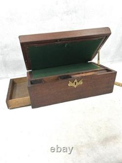 Antique lap desk traveling Civil War Era mahogany wood 1800 original 16x9x6