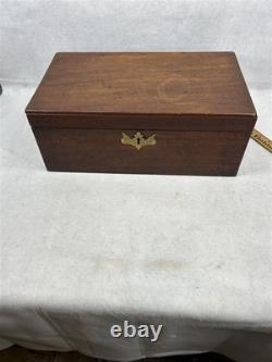 Antique lap desk traveling Civil War Era mahogany wood 1800 original 16x9x6