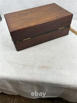 Antique lap desk traveling Civil War Era mahogany wood 1800 original 16x9x6