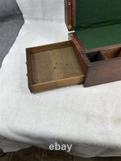 Antique lap desk traveling Civil War Era mahogany wood 1800 original 16x9x6