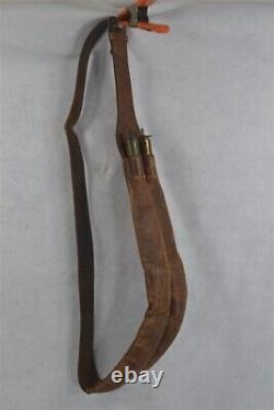 Antique muzzleloader double shot pouch over shoulder snake early 1800s original