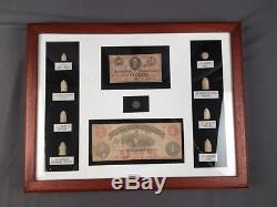 Antq Virgina Civil War Currency And Excavated Bullets Botton Chancellorsville