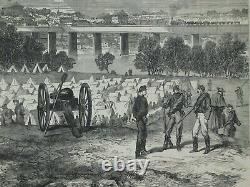 Apr 9, 1864 Original Civil War Engraving Prisoners on Belle Island, Richmond