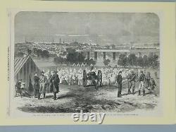 Apr 9, 1864 Original Civil War Engraving Prisoners on Belle Island, Richmond