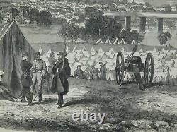 Apr 9, 1864 Original Civil War Engraving Prisoners on Belle Island, Richmond