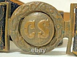 Authentic CIVIL War Confederate Officer'cs' Two Piece Belt Buckle & Belt (2d)