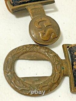 Authentic CIVIL War Confederate Officer'cs' Two Piece Belt Buckle & Belt (2d)