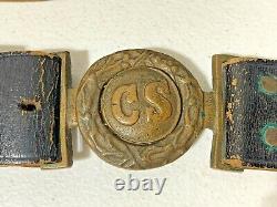 Authentic CIVIL War Confederate Officer'cs' Two Piece Belt Buckle & Belt (2d)