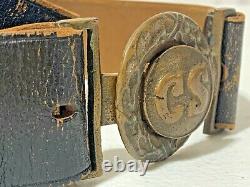 Authentic CIVIL War Confederate Officer'cs' Two Piece Belt Buckle & Belt (2d)