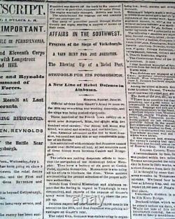 BATTLE OF GETTYSBURG Meade vs. Robert E. Lee Beginning 1863 Civil War Newspaper