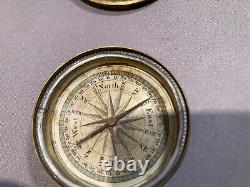 BEAUTIFUL CIVIL WAR OR EARLIER NEGELEIN DOMED BRASS COMPASS EXC withGREAT PATINA