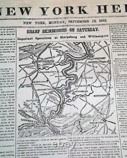 Battle of Antietam Sharpsburg MD Maryland Civil War with ftpg. Map 1862 Newspaper