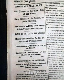 Battle of Antietam Sharpsburg MD Maryland Civil War with ftpg. Map 1862 Newspaper