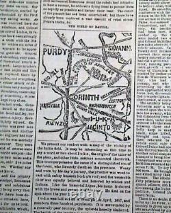 Battle of Antietam Sharpsburg MD Maryland Civil War with ftpg. Map 1862 Newspaper