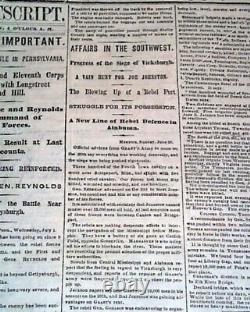 Battle of Gettysburg Meade vs. Robert E. Lee Beginning 1863 Civil War Newspaper