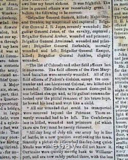 Battle of Gettysburg Pennsylvania Confederate Account 1863 Civil War Newspaper