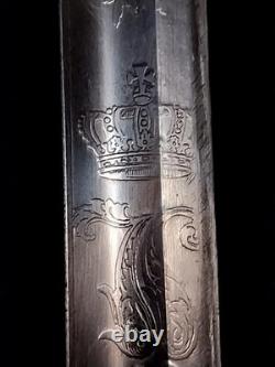 Bavarian M-1855 High Ranking Officers sword, dual etched Signed edge regimental