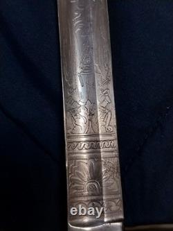 Bavarian M-1855 High Ranking Officers sword, dual etched Signed edge regimental