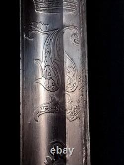 Bavarian M-1855 High Ranking Officers sword, dual etched Signed edge regimental