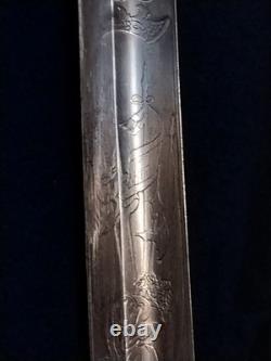 Bavarian M-1855 High Ranking Officers sword, dual etched Signed edge regimental