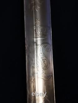 Bavarian M-1855 High Ranking Officers sword, dual etched Signed edge regimental
