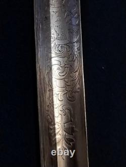Bavarian M-1855 High Ranking Officers sword, dual etched Signed edge regimental