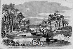 Bayou Teche Louisiana CIVIL War Corney's Bridge Fight Rebel Gunboat Cotton