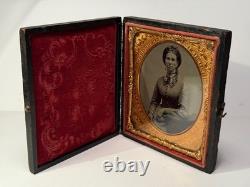 Beautiful Civil War Era Tintype in Case Woman