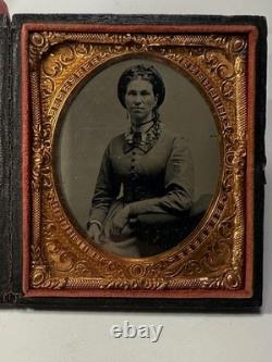 Beautiful Civil War Era Tintype in Case Woman