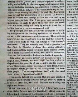 Best Abraham Lincoln First State of the Union Address 1861 Civil War Newspaper