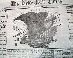 Best Richmond Virginia Falls Heraldic Eagle Print1865 Civil War Finale Newspaper