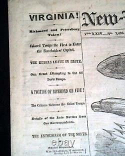 Best Richmond Virginia Falls Heraldic Eagle Print 1865 Civil War End Newspaper