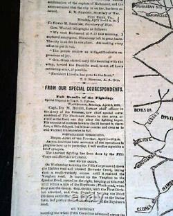 Best Richmond Virginia Falls Heraldic Eagle Print 1865 Civil War End Newspaper