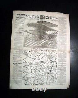 Best Richmond Virginia Falls Heraldic Eagle Print 1865 Civil War End Newspaper