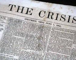 Best SAMUEL MEDARY Pro Confederate Civil War Crisis ARRESTED 1864 Ohio Newspaper