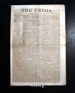 Best SAMUEL MEDARY Pro Confederate Civil War Crisis ARRESTED 1864 Ohio Newspaper
