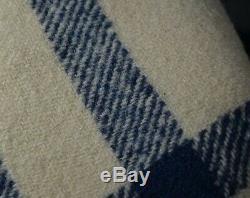 Blanket wool blue plaid hand made Civil War Era 71x79 narrow loom antique 1800