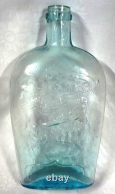 C1860's CIVIL WAR ERA fantastic UNION CLASPED HANDS & EAGLE aqua PINT- PRISTINE