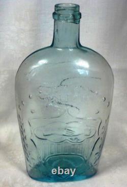 C1860's CIVIL WAR ERA fantastic UNION CLASPED HANDS & EAGLE aqua PINT- PRISTINE