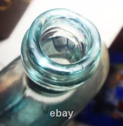 C1860's CIVIL WAR ERA fantastic UNION CLASPED HANDS & EAGLE aqua PINT- PRISTINE