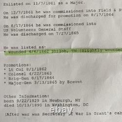 CDV Major-General William Belknap As Col. 15th Iowa Infantry Ink Signed