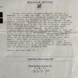 CDV Major-General William Belknap As Col. 15th Iowa Infantry Ink Signed