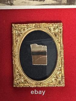 CDV of Lincoln's Deathbed with Piece of Wallpaper from the Death Room